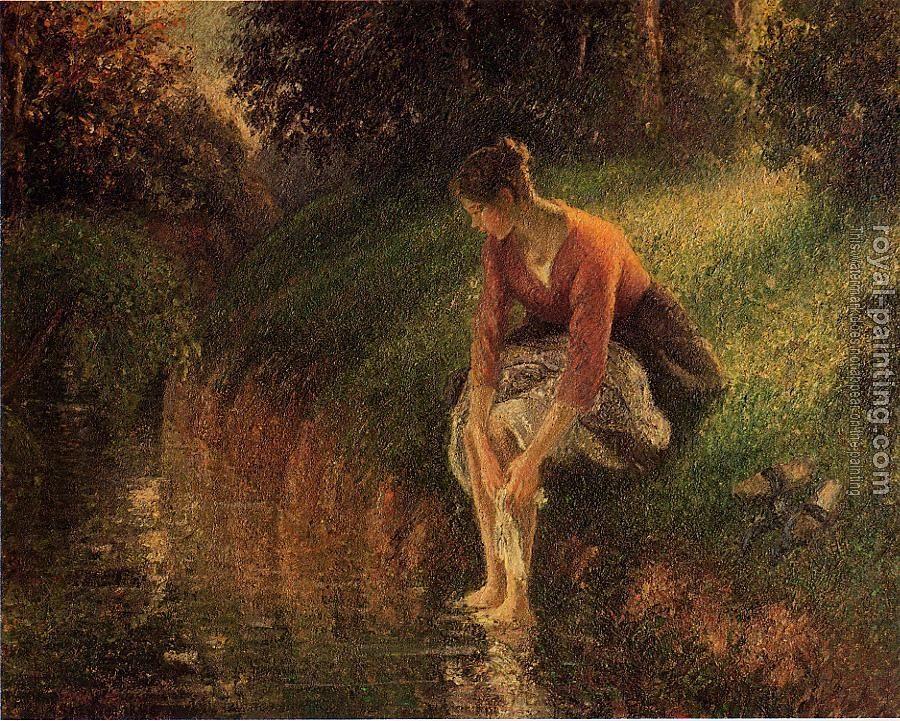 Camille Pissarro : Young Woman Bathing Her Feet